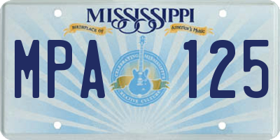 MS license plate MPA125