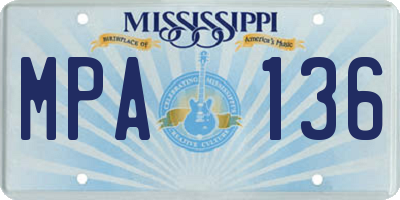 MS license plate MPA136