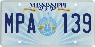 MS license plate MPA139