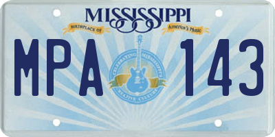 MS license plate MPA143