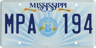 MS license plate MPA194