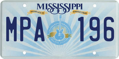 MS license plate MPA196