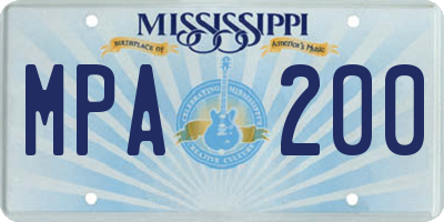 MS license plate MPA200