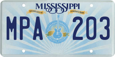 MS license plate MPA203
