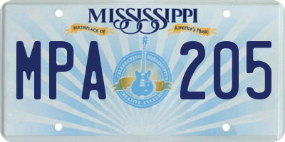 MS license plate MPA205