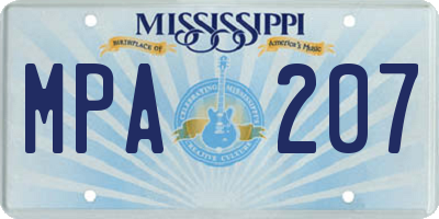 MS license plate MPA207