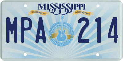 MS license plate MPA214