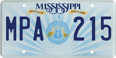 MS license plate MPA215