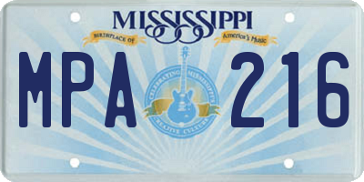 MS license plate MPA216