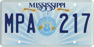 MS license plate MPA217