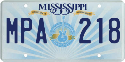 MS license plate MPA218