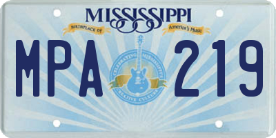 MS license plate MPA219