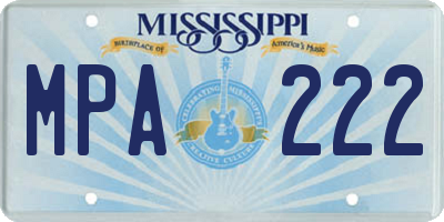 MS license plate MPA222