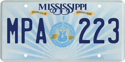 MS license plate MPA223