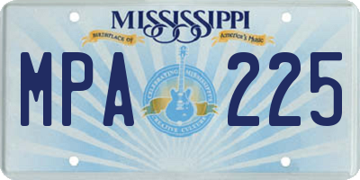MS license plate MPA225