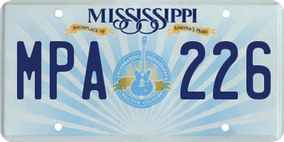 MS license plate MPA226