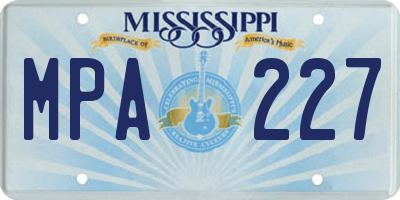 MS license plate MPA227
