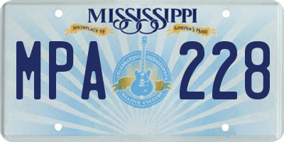 MS license plate MPA228