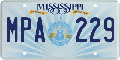 MS license plate MPA229