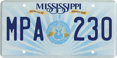 MS license plate MPA230