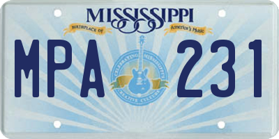 MS license plate MPA231