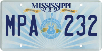 MS license plate MPA232