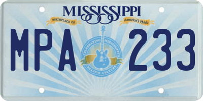 MS license plate MPA233