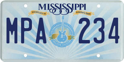 MS license plate MPA234