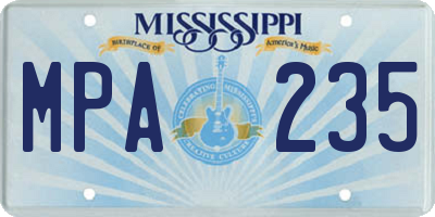 MS license plate MPA235