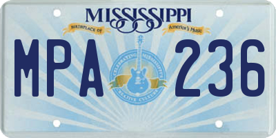 MS license plate MPA236