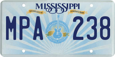 MS license plate MPA238