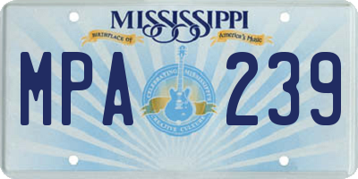 MS license plate MPA239
