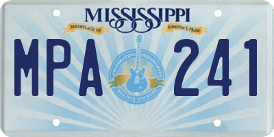 MS license plate MPA241