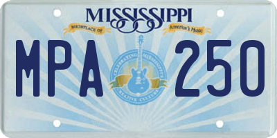 MS license plate MPA250