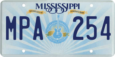 MS license plate MPA254