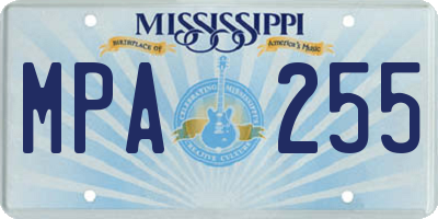 MS license plate MPA255
