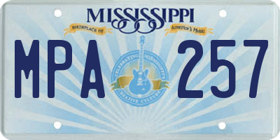 MS license plate MPA257