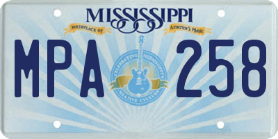 MS license plate MPA258