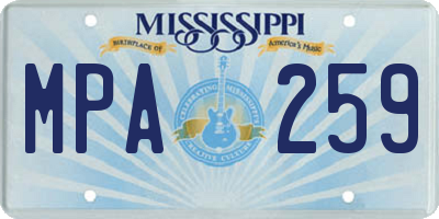 MS license plate MPA259