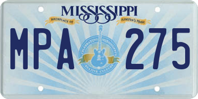 MS license plate MPA275