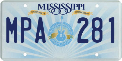 MS license plate MPA281