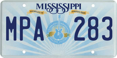 MS license plate MPA283