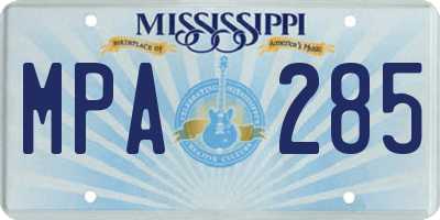 MS license plate MPA285