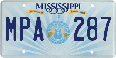 MS license plate MPA287