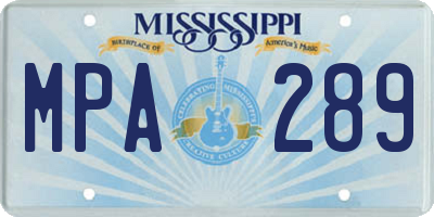 MS license plate MPA289
