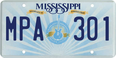 MS license plate MPA301