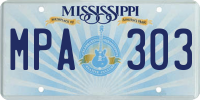 MS license plate MPA303