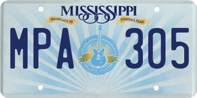MS license plate MPA305