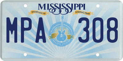 MS license plate MPA308