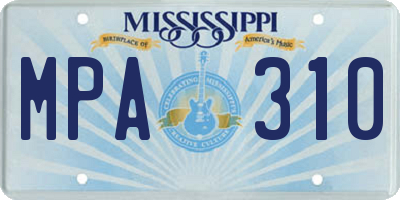 MS license plate MPA310